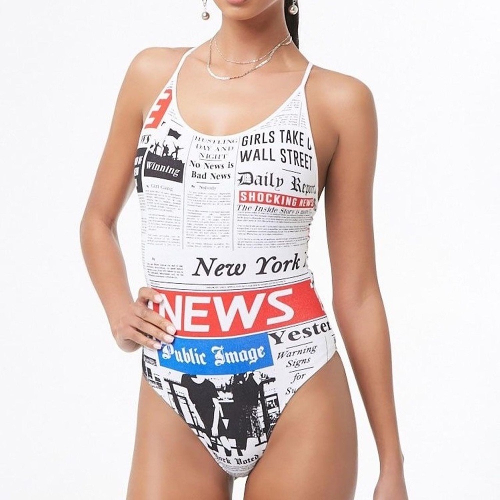 Forever 21 Newspaper Print Bodysuit 📰✨